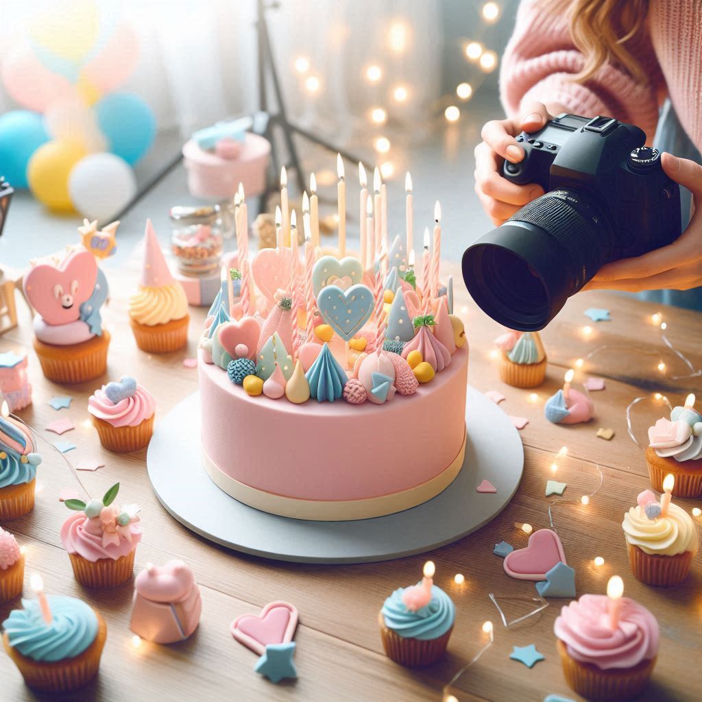 Create a Birthday photoshoot images with light background for prism studio photography